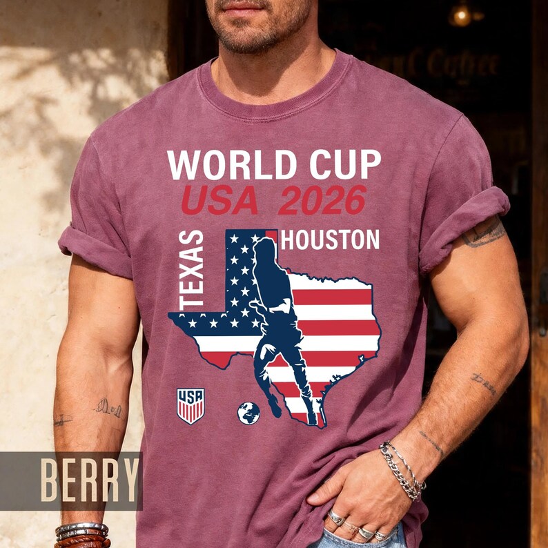 World Cup USA 2026 Houston Texas Map Shirt, Soccer Fan Travel Souvenir Tee image 13