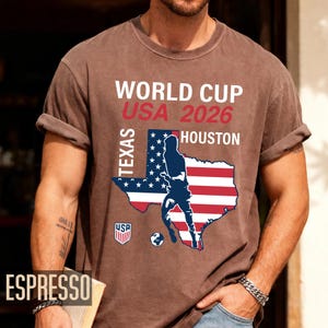 World Cup USA 2026 Houston Texas Map Shirt, Soccer Fan Travel Souvenir Tee image 7
