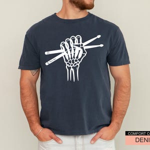 Skeleton Drummer Hand Sticks Shirt, Drummer Father Shirt, Till Death We Drum, Skull Music Gothic Band Shirt, Punk Metal Rock Music Shirt