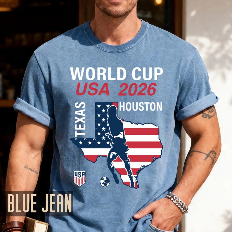 World Cup USA 2026 Houston Texas Map Shirt, Soccer Fan Travel Souvenir Tee image 10