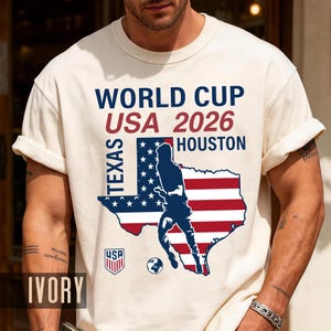 World Cup USA 2026 Houston Texas Map Shirt, Soccer Fan Travel Souvenir Tee image 5