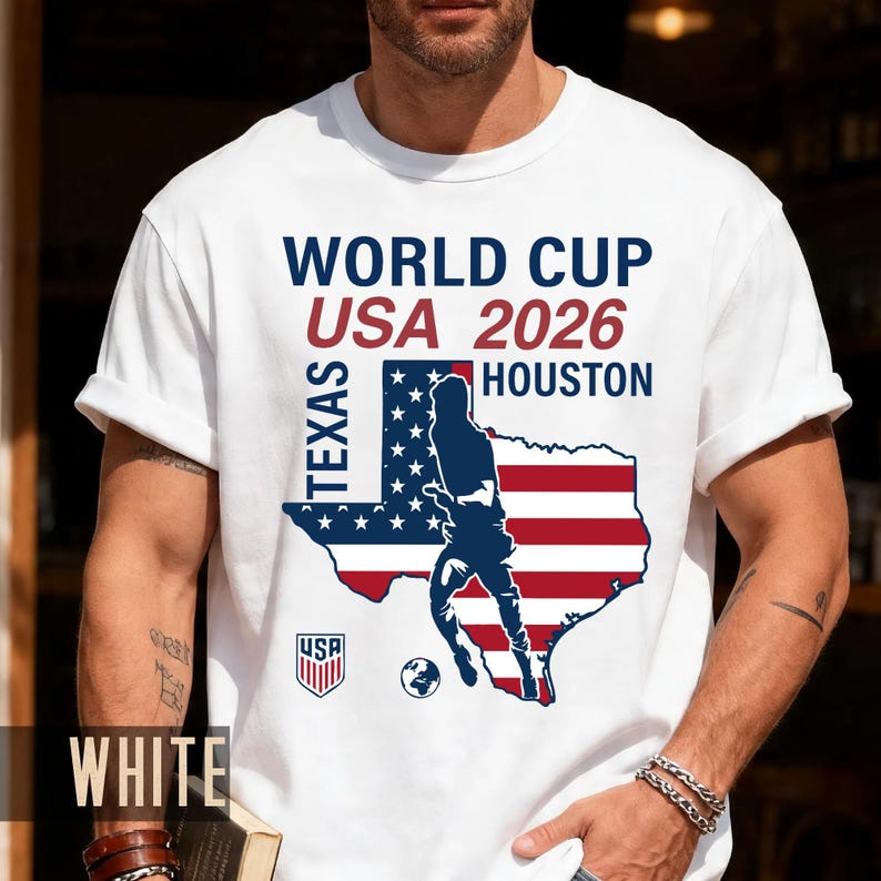 World Cup USA 2026 Houston Texas Map Shirt, Soccer Fan Travel Souvenir Tee image 11