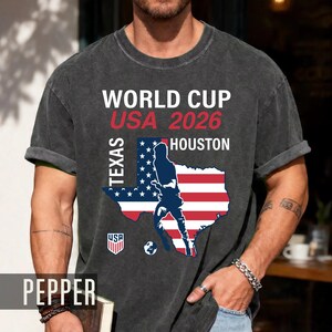 World Cup USA 2026 Houston Texas Map Shirt, Soccer Fan Travel Souvenir Tee image 15