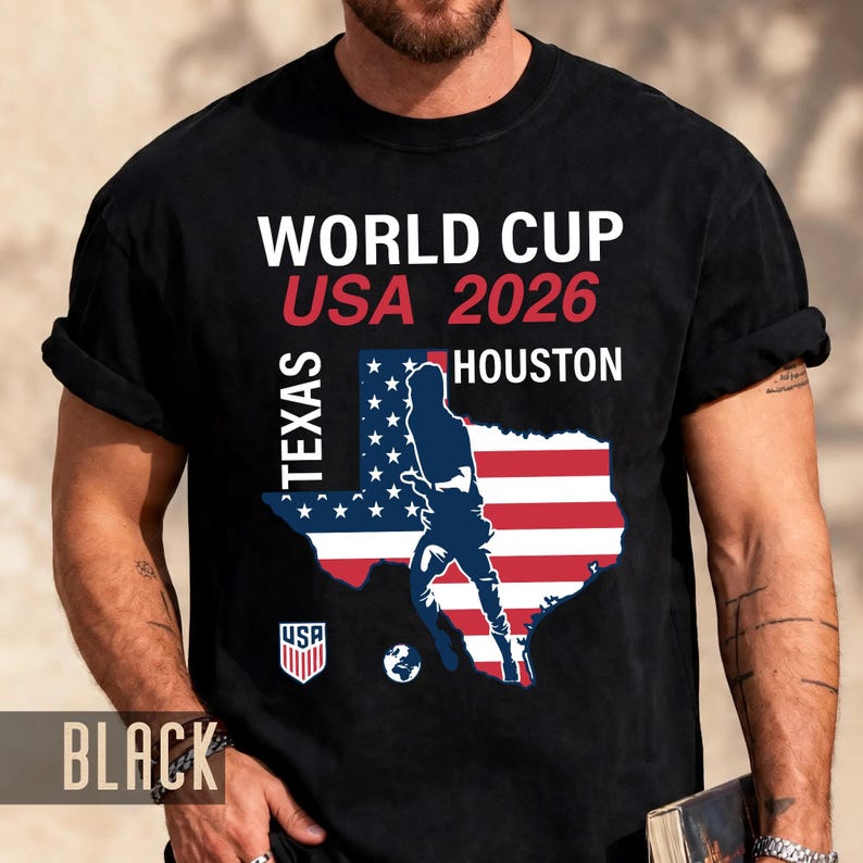 World Cup USA 2026 Houston Texas Map Shirt, Soccer Fan Travel Souvenir Tee image 6