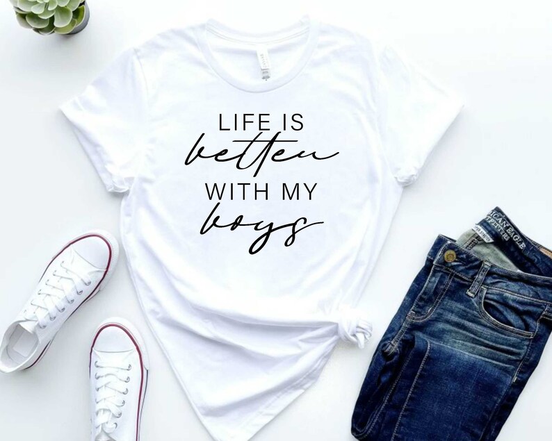Life is Better With My Boys T Shirt, Boy Mother Shirt, Boy Mama Life Shirt, Mom of Boys Shirt image 6