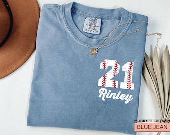 Custom Baseball Number Comfort Colors Shirt, School Spirit Team Tee