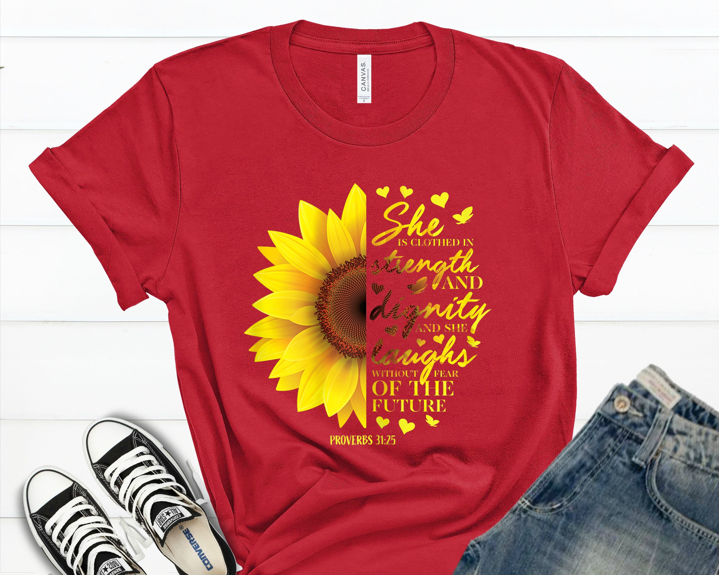 Proverbs 31:25 Strength and Dignity Sunflower Shirt | Etsy