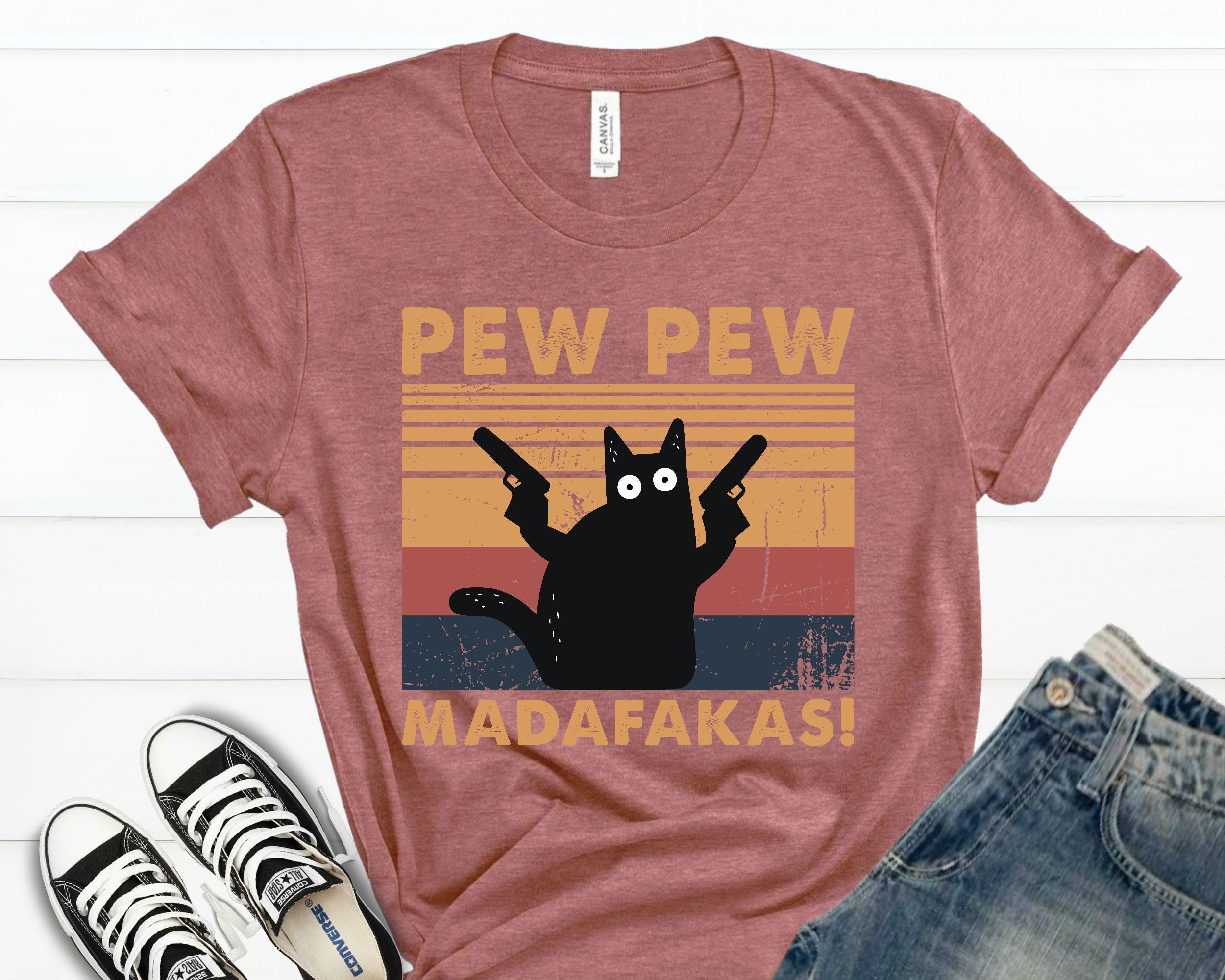 Discover Pew Pew Madafakas Shirt, Cat Lover t-shirt, Funny Cat Shirt, Animal Lovers Shirt, Pew Madafaka Black Cat Pewpew Shirts