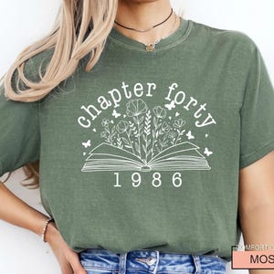 Floral Book Chapter 40 T-Shirt: 1986 Birthday Gift image 8