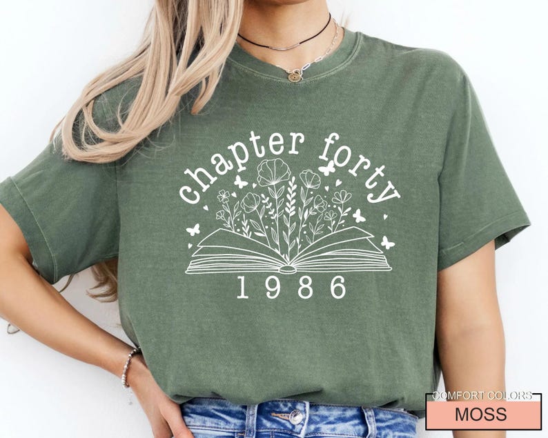 Floral Book Chapter 40 T-Shirt: 1986 Birthday Gift image 8