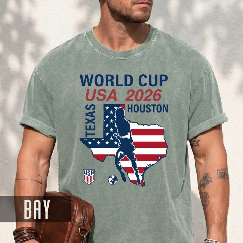 World Cup USA 2026 Houston Texas Map Shirt, Soccer Fan Travel Souvenir Tee image 2