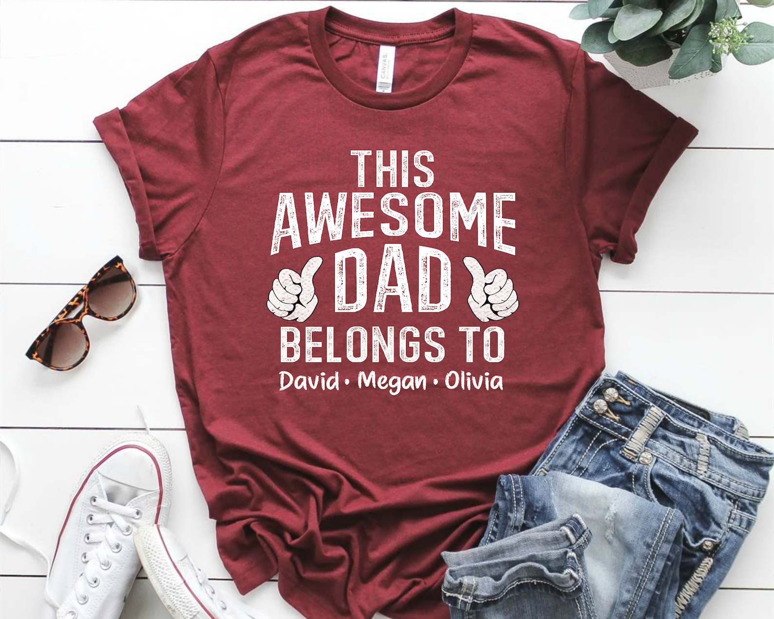 This Awesome Dad Belongs to Shirt Personalized Dad Shirt Etsy