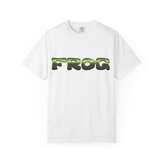 Frog Text Graphic T-shirt | Green Amphibian Lettering