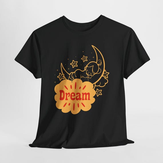 Sleeping Moon Sketch Dream Tee | Crescent Moon, Stars Night Illustration
