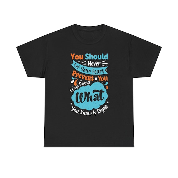 Hand-Lettered Typography Tee – Blue Orange Motivational Cotton Shirt
