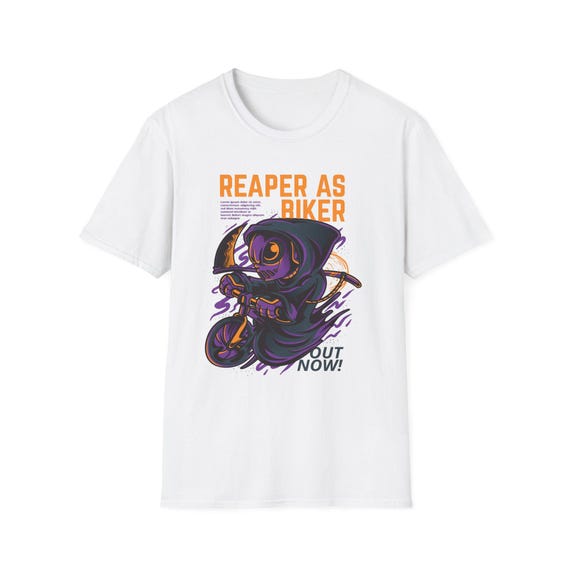 Reaper as Biker T-Shirt | Grim Reaper Motorcycle Illustration