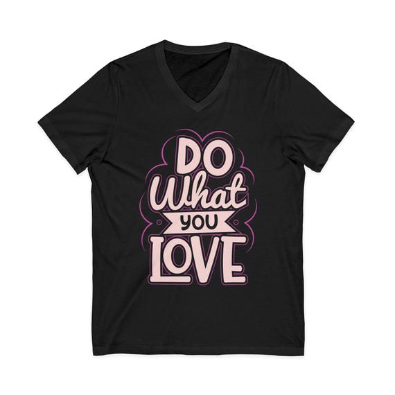 Hand-Lettered Retro Script V-Neck Tee in Soft Pink and Cream