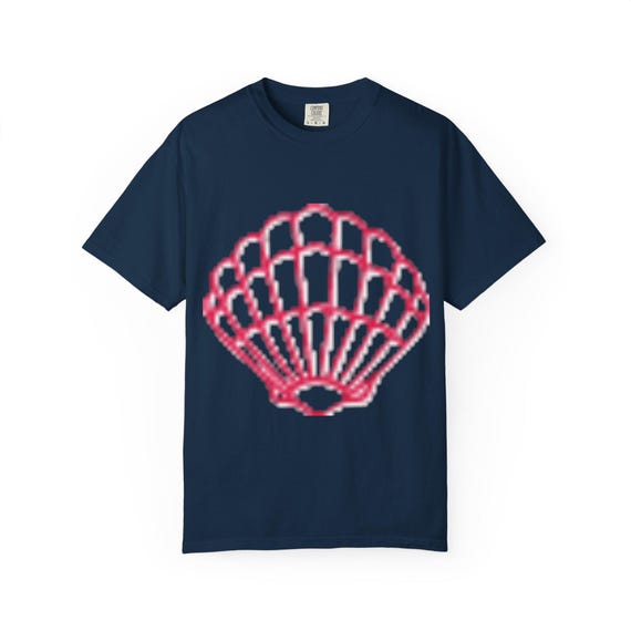 Scallop Shell Graphic T Shirt Navy Cotton Tee Unisex Casual Shirt