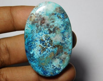 Cabochon de Shattuckite de qualité supérieure en pierres précieuses de Shattuckite, Bijoux semi-précieux en vrac en Shattuckite (119Cts.50X32MM)