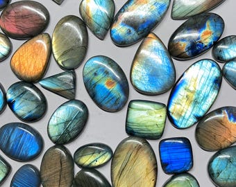 1 Kg Labradorite Gemstone Cabochons: Multi Flashy Jewelry Making Stones