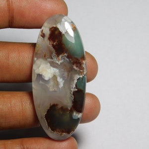 Top Quality Green Chalcedony Gemstone Green Chalcedony Cabochons Chalcedony Loose semi precious Jewelry making gemstone (66Cts.50X21MM)