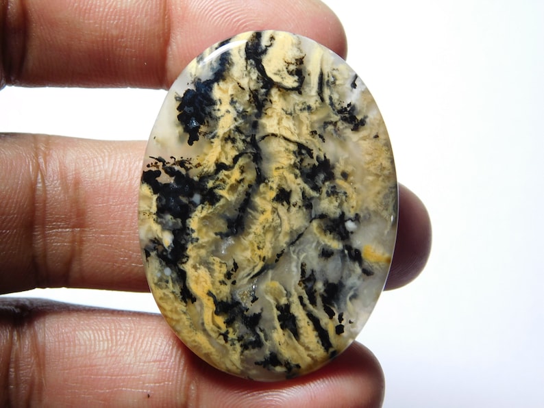 Top Quality Dendritic Tiger Agate Gemstone Tiger Dendritic Agate Cabochons Tiger Loose semi precious Jewelry making gemstone 66Cts.46X34MM