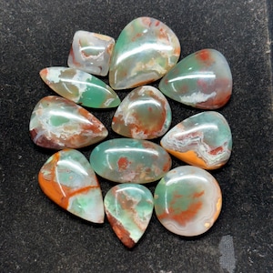 11pcs. Top Quality Lot Green Chalcedony Gemstone Green Chalcedony Cabochons Chalcedony Loose semi precious (328Cts.)