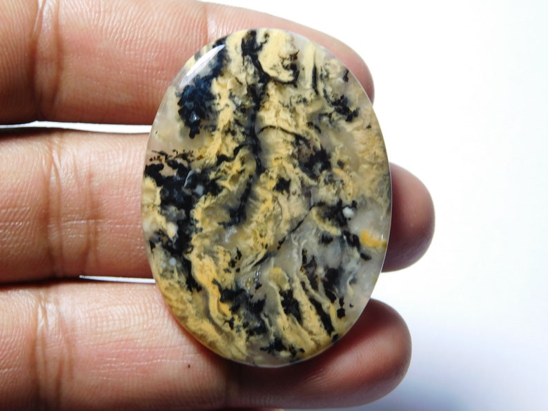 Top Quality Dendritic Tiger Agate Gemstone Tiger Dendritic Agate Cabochons Tiger Loose semi precious Jewelry making gemstone 66Cts.46X34MM