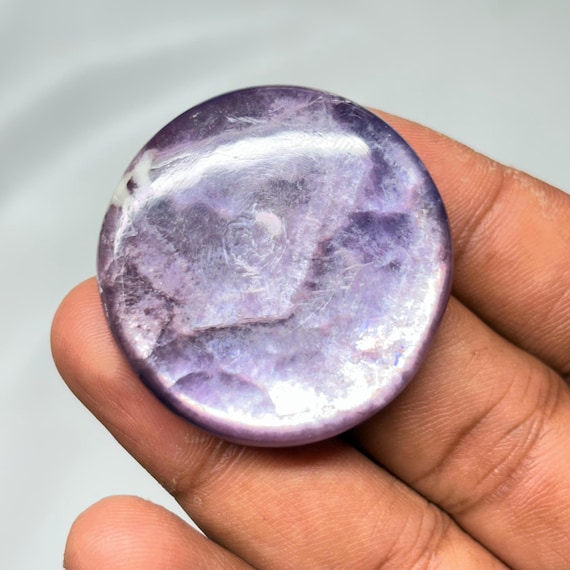 Natural Lepidolite Gemstone | Purple Lithium Mica Crystal for Stress Relief & Emotional Balance (39x39 mm)
