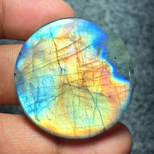 Multi labradorite Gemstone cabochon-Multi Flashy labradorite Gemstone Best Polished ,Handmade- jewelry Making Using stone  (90Cts.39X39MM)