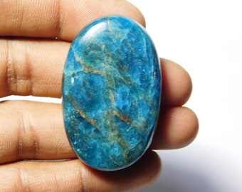 Cabochon d'apatite naturelle, pierre précieuse polie, fournitures de fabrication de bijoux, apatite bleue, cabine artisanale, pierre précieuse en gros