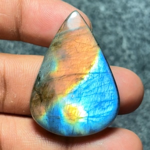 Multi labradorite Gemstone cabochon-Multi Flashy labradorite Gemstone Best Polished ,Handmade- jewelry Making Using stone  (74Cts.41X30MM)