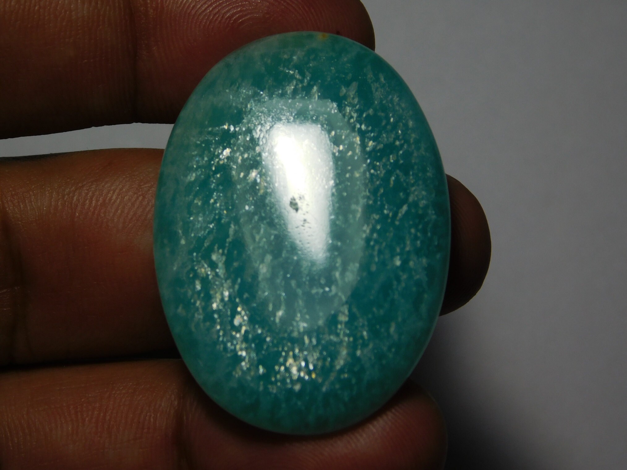 高品質　アマゾナイト　カボション　ルース 天然アマゾナイトカボション: ルース宝石 (62 カラット、40 x 28