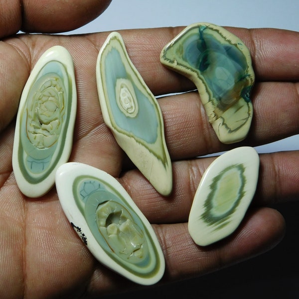 5 PCS Lot Imperial Jasper Slice Both Side Polished Beautiful Imperial Jasper Slice Stone Imperial Jasper Slice Jewelry Making (144Cts.)