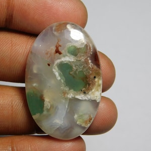 Top Quality Green Chalcedony Gemstone Green Chalcedony Cabochons Chalcedony Loose semi precious Jewelry making gemstone (46Cts.35X22MM)