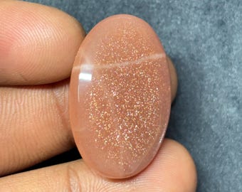 Peach Moonstone Cabochon, Loose Gemstone (31x20mm, 36Cts)