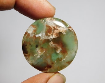 Green Chalcedony Cabochon: Loose Gemstone, 48 Cts (31X31MM) for Jewelry Making