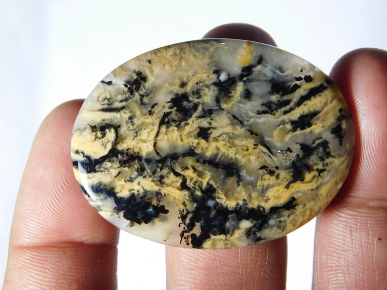 Top Quality Dendritic Tiger Agate Gemstone Tiger Dendritic Agate Cabochons Tiger Loose semi precious Jewelry making gemstone 66Cts.46X34MM