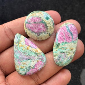 Ruby Fuchsite Gemstone Cabochon Lot: Handmade Loose Stones, 151 Cts