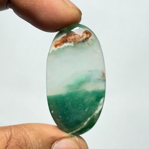 Top Quality Green Chalcedony Gemstone Green Chalcedony Cabochons Chalcedony Loose semi precious Jewelry making gemstone (40Cts.45X20MM)
