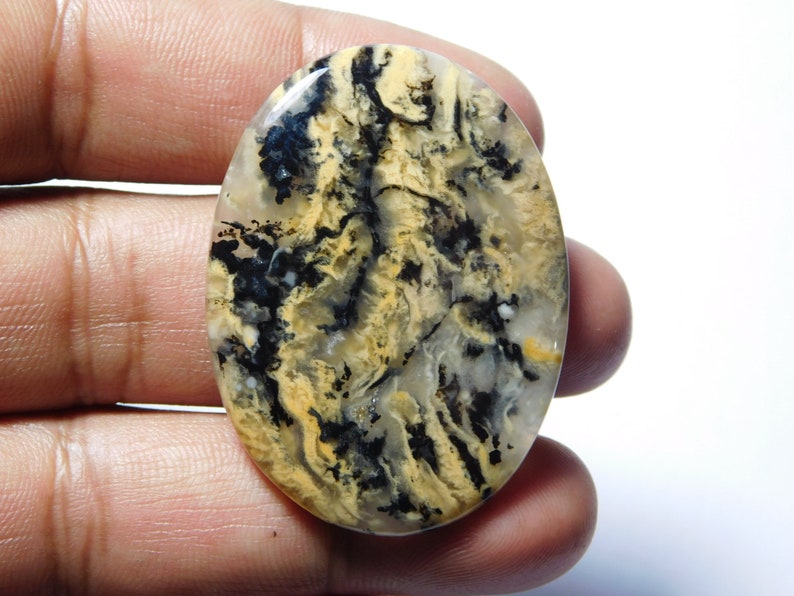 Top Quality Dendritic Tiger Agate Gemstone Tiger Dendritic Agate Cabochons Tiger Loose semi precious Jewelry making gemstone 66Cts.46X34MM