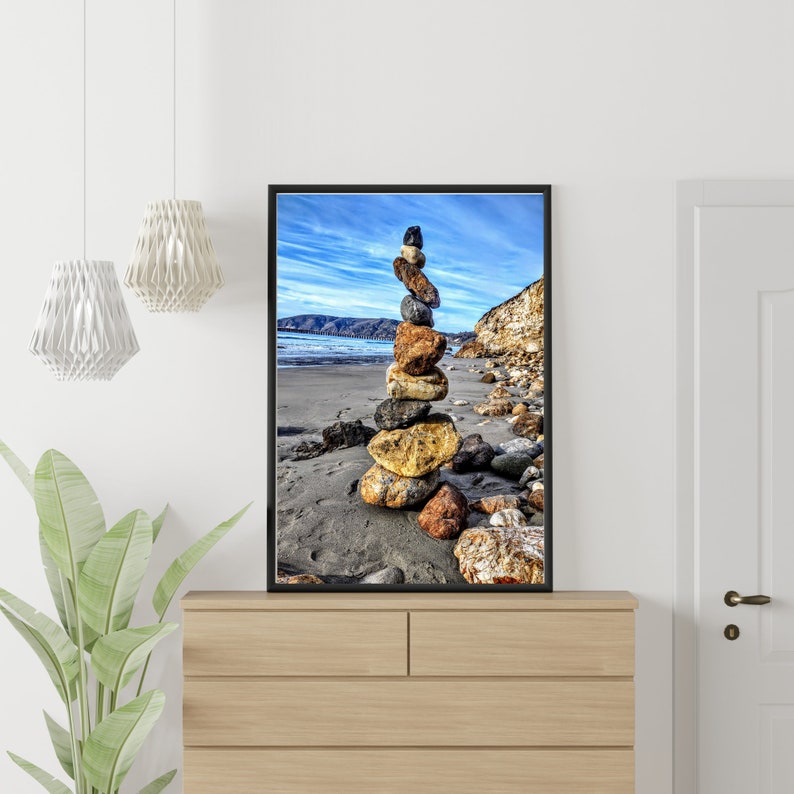 Blue Beach Rocks Stacked Beach Rock Stack Photo -- Digital Print -- California Central Coast - Etsy