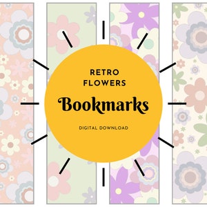 Printable Retro Flower Bookmarks