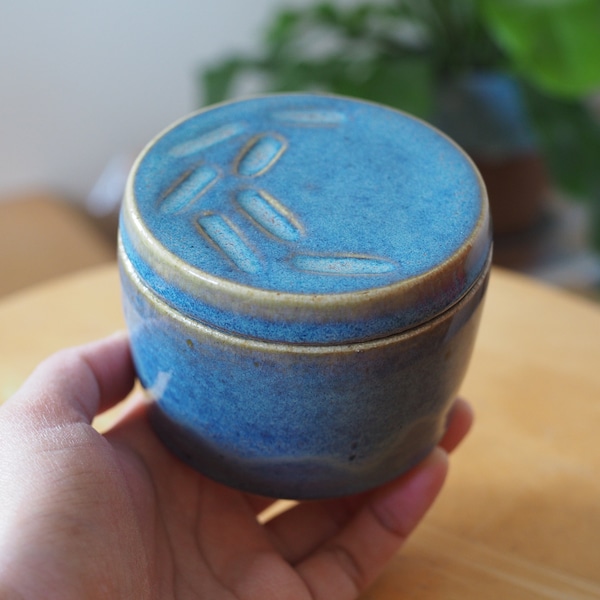 Handmade Ceramic Lidded Jar - Small Canister - Jewelry Holder - Trinket Box - Sewing Storage