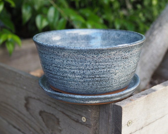Handmade Ceramic Planter With Plate - 6.5"w X 3"h - Wheel Thrown ...