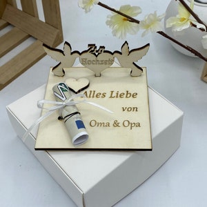 Prezent ślubny Prezent pieniężny personalizowany wykonany z drewna