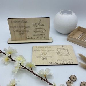 Biglietto di auguri di compleanno personalizzato, biglietto regalo in legno per il compleanno