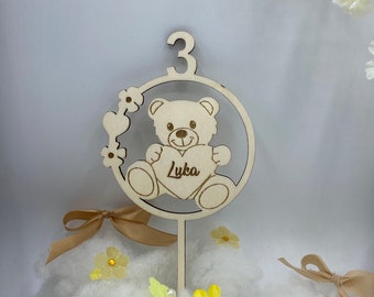 Teddybär Cake topper Tortenstecker personalisiert