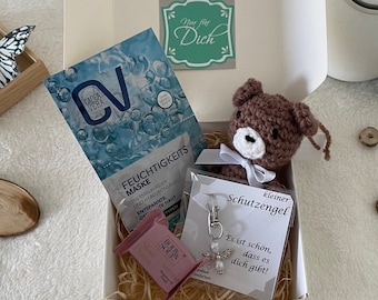 Geschenkset mit Teddybär Schutzengel Badetab und Maske