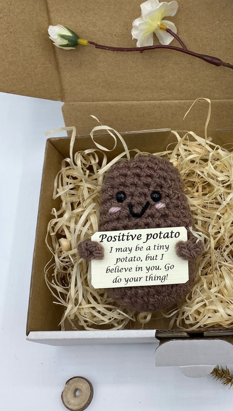 Emotional Potato, Positive Potato, Sorgenfresser gehäkelt Potato+Box